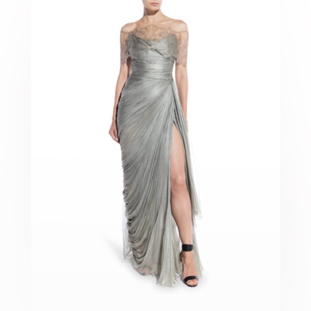 Gray Metallic Silk Maria Lucia Hohan Tatianna Dress